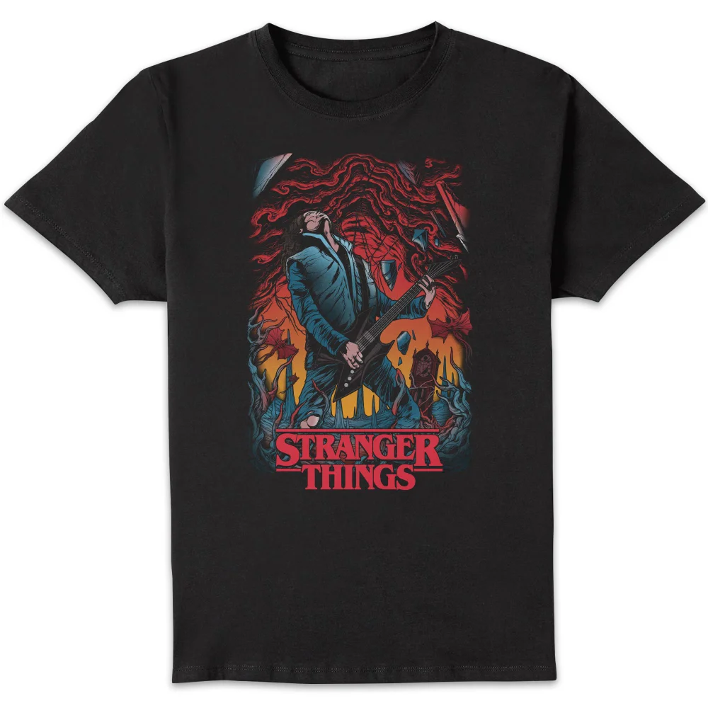 Stranger Things Guitar Unisex T-Shirt - Black - S Afbeelding 1