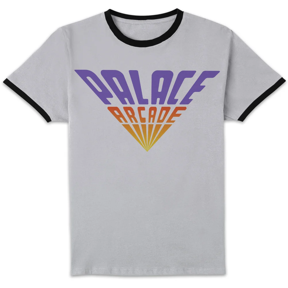 Stranger Things Palace Arcade Unisex Ringer T-Shirt - White/Black - S Afbeelding 1