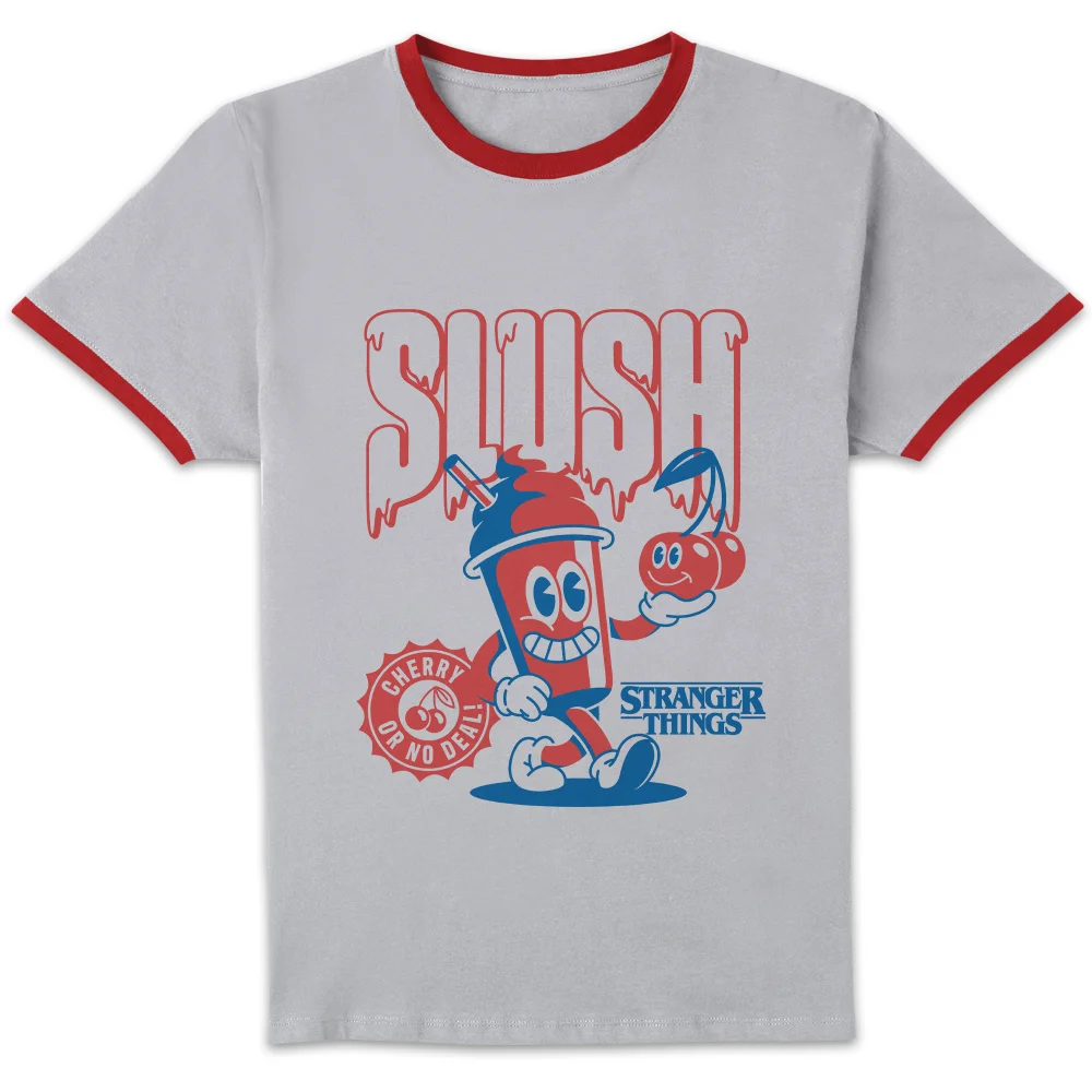 Stranger Things Slush Unisex Ringer T-Shirt - White/Red - S Afbeelding 1