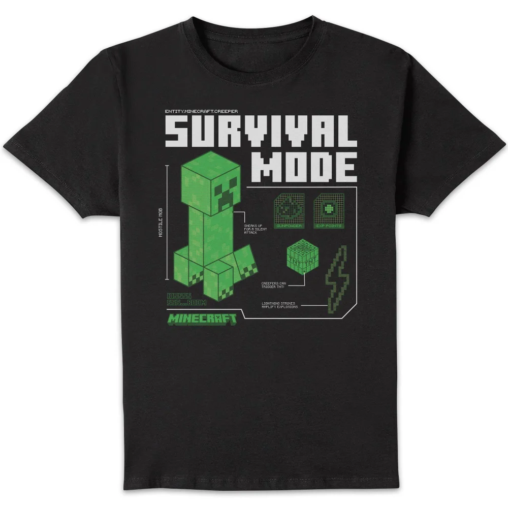 Minecraft Survival Unisex T-Shirt - Black - S Afbeelding 1