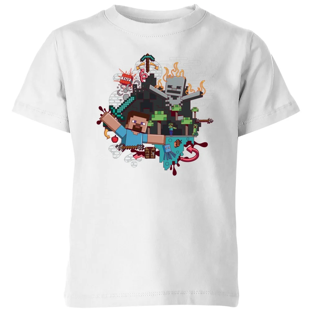Minecraft Wall Art Kids' T-Shirt - White - 98/104 (3-4 jaar) Afbeelding 1