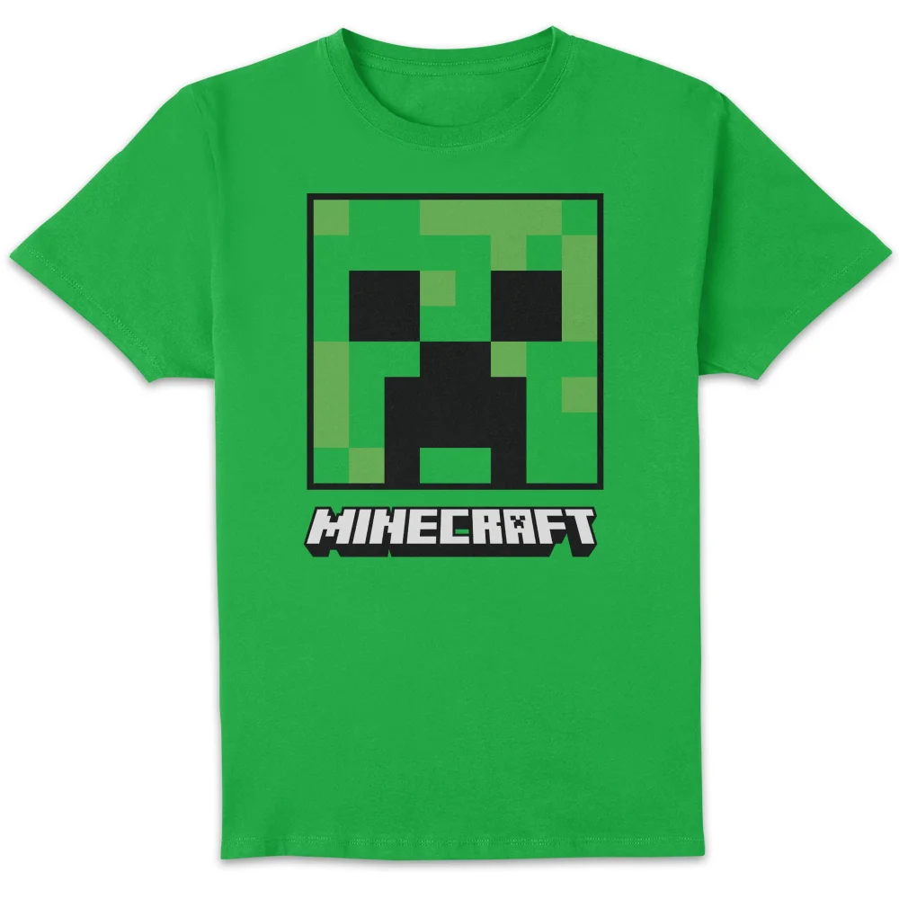 Minecraft Box Creeper Face Unisex T-Shirt - Kelly Green - XS Afbeelding 1