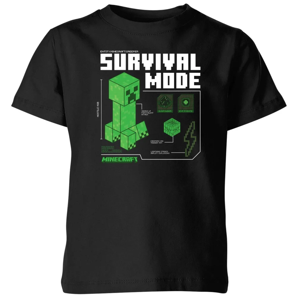 Minecraft Survival Kids' T-Shirt - Black - 98/104 (3-4 jaar) Afbeelding 1