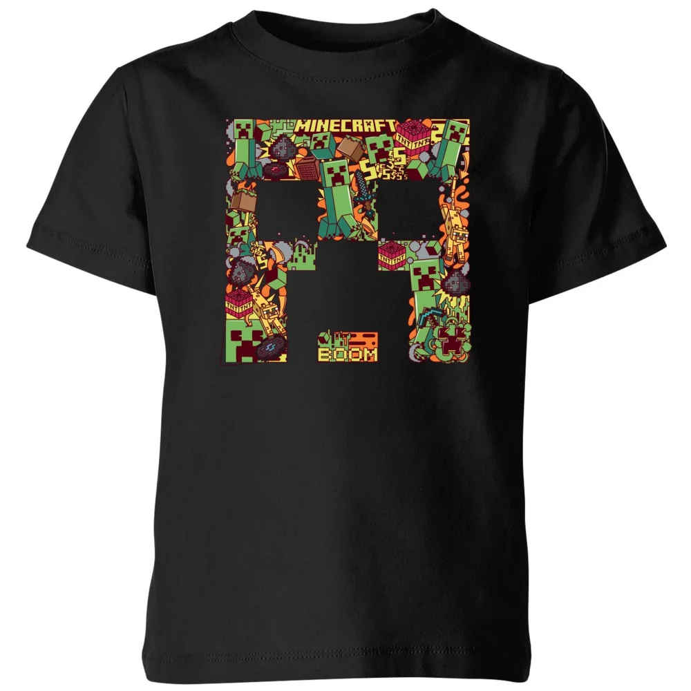 Minecraft Face Kids' T-Shirt - Black - 98/104 (3-4 jaar) Afbeelding 1