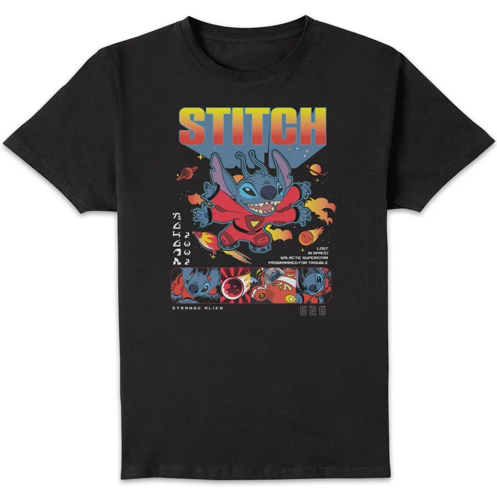 Disney Stitch In Space Unisex T-Shirt - Black - S Afbeelding 1