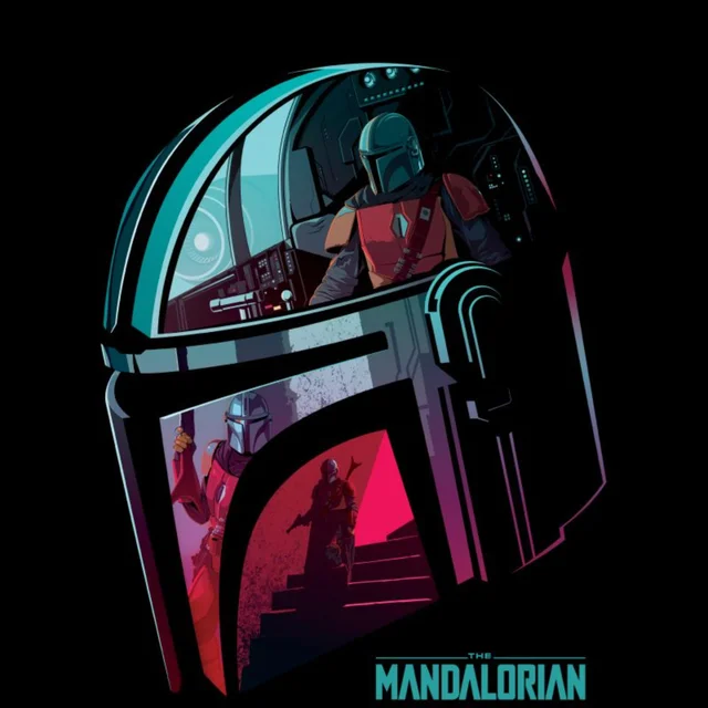 Star Wars The Mandalorian Helmet Reflection Unisex T-Shirt - Black