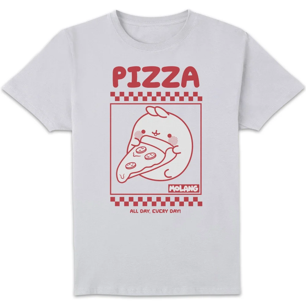 Molang Pizza Box Unisex T-Shirt - White - S Afbeelding 1
