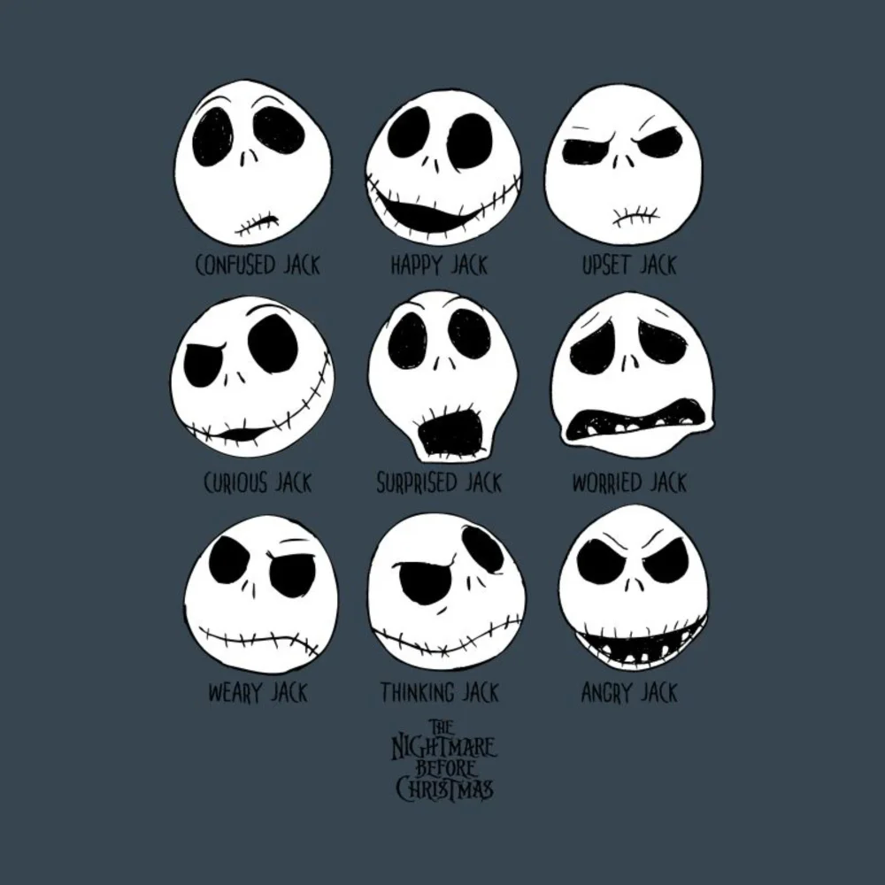 The Nightmare Before Christmas Many Faces Unisex T-Shirt - Charcoal - S Afbeelding 1