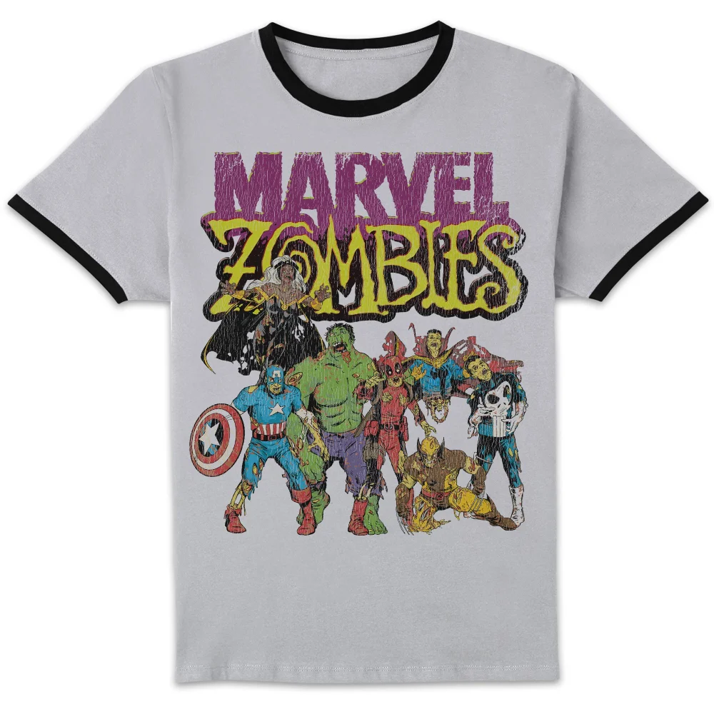 Marvel Zombies Group Unisex Ringer T-Shirt - White/Black - L Afbeelding 1