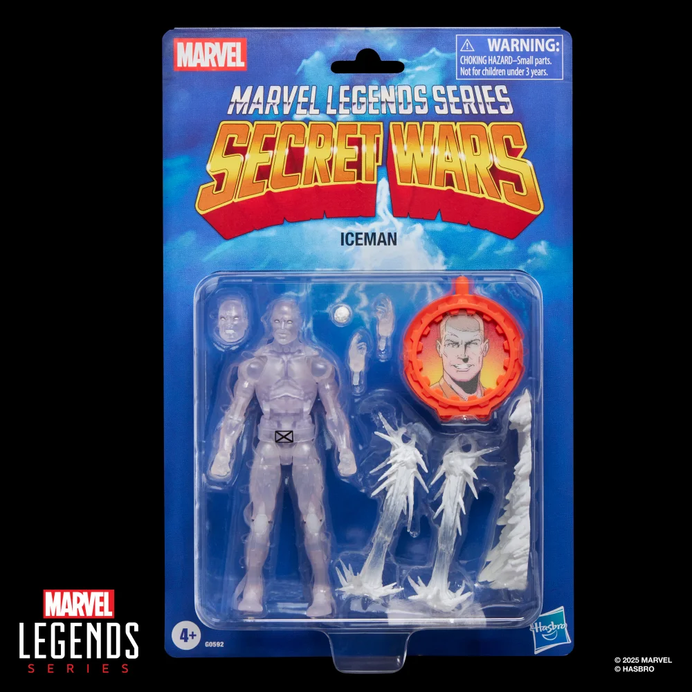 Hasbro Marvel Legends Series Secret Wars Ice Man, Retro Marvel Comics Collectible Action Figure (6”) Afbeelding 1