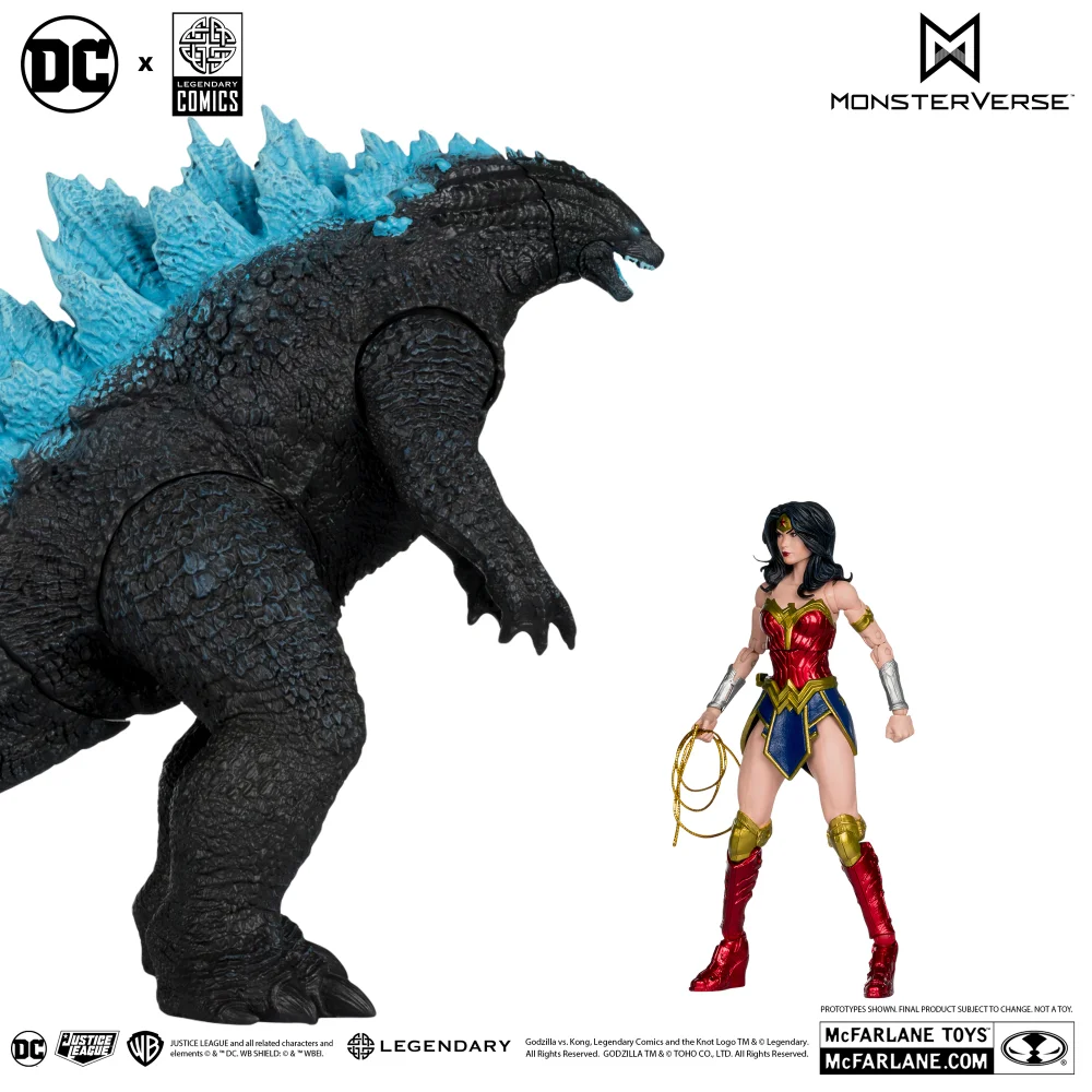McFarlane Toys DC Justice League Monsterverse Wonder Woman Vs Atomic Blast Godzilla 2 Pack Action Figures Afbeelding 1
