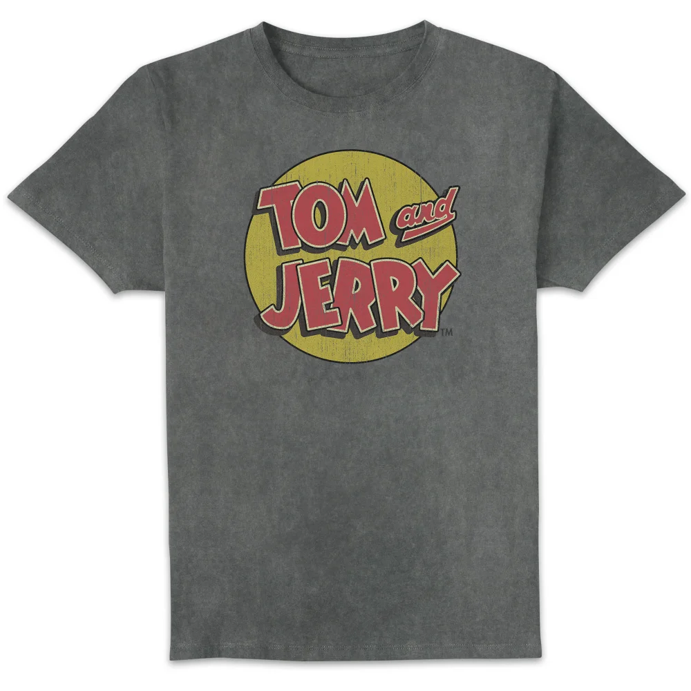 Tom & Jerry Vintage Logo Unisex T-Shirt - Black Acid Wash - S Afbeelding 1