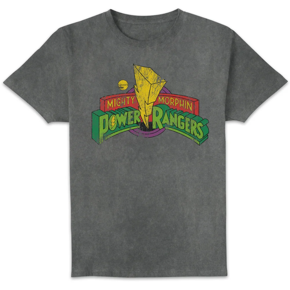 Power Rangers Retro Logo Unisex T-Shirt - Black Acid Wash - S Afbeelding 1