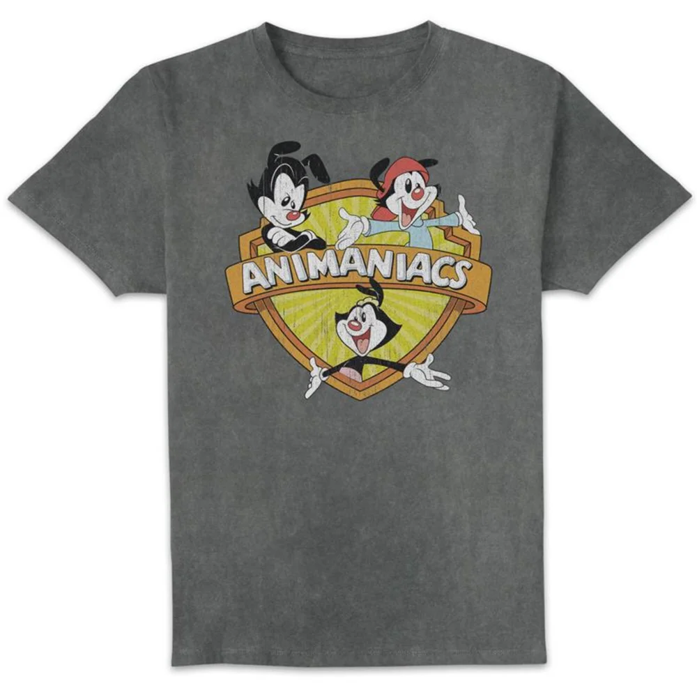 Animaniacs Retro Logo Unisex T-Shirt - Black Acid Wash - L Afbeelding 1