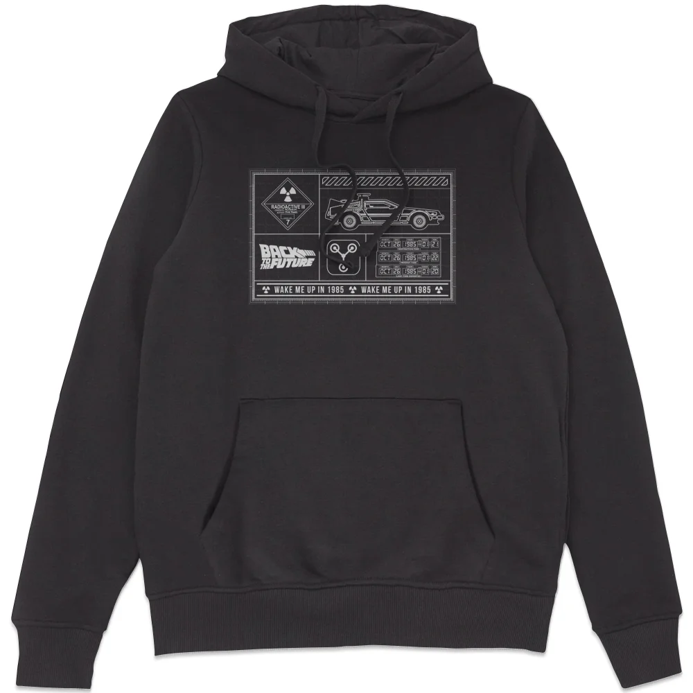 Back To The Future Schematics Hoodie - Black - S Afbeelding 1