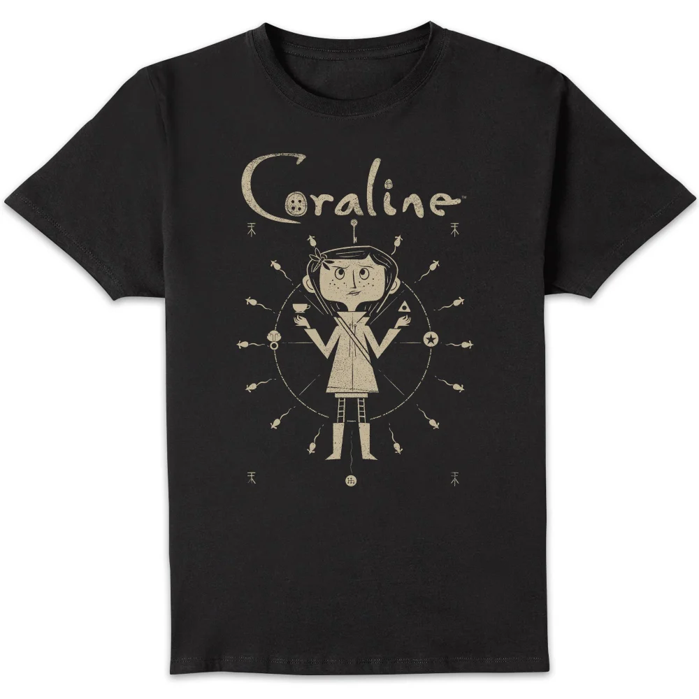 Coraline Symbols Unisex T-Shirt - Black - 5XL Afbeelding 1