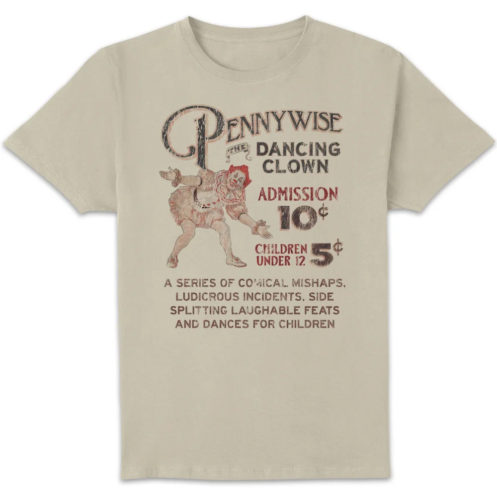 IT - Welcome To Derry Pennywise Vintage Unisex T-Shirt - Cream - L Afbeelding 1