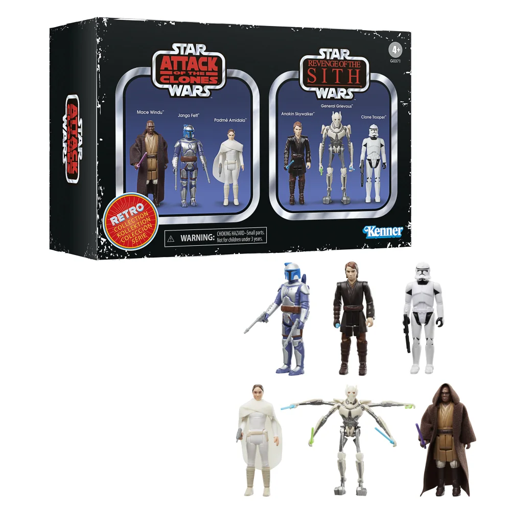 Star Wars Retro Collection Star Wars Episode II & Episode III Multipack, 3.75 Inch Collectible Action Figure 6-Pack Afbeelding 1