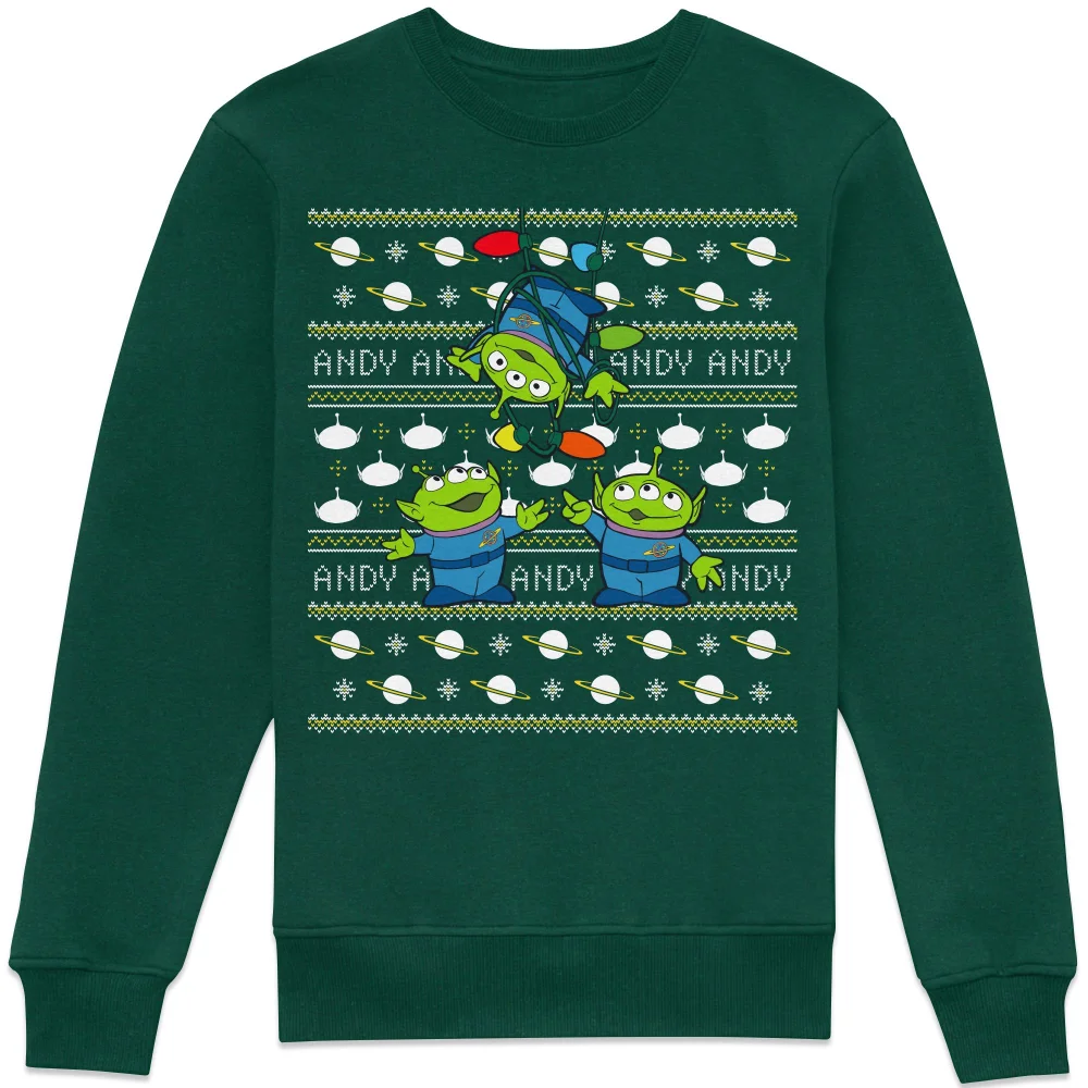 Disney Toy Story Aliens Christmas Jumper 2025 Sweatshirt - Green - XS Afbeelding 1
