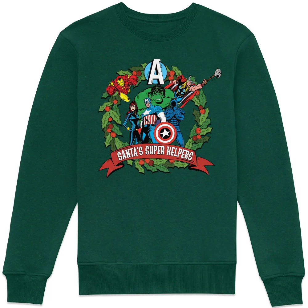 Marvel - Santas Little Helpers Christmas Jumper Sweatshirt - Green - XS Afbeelding 1