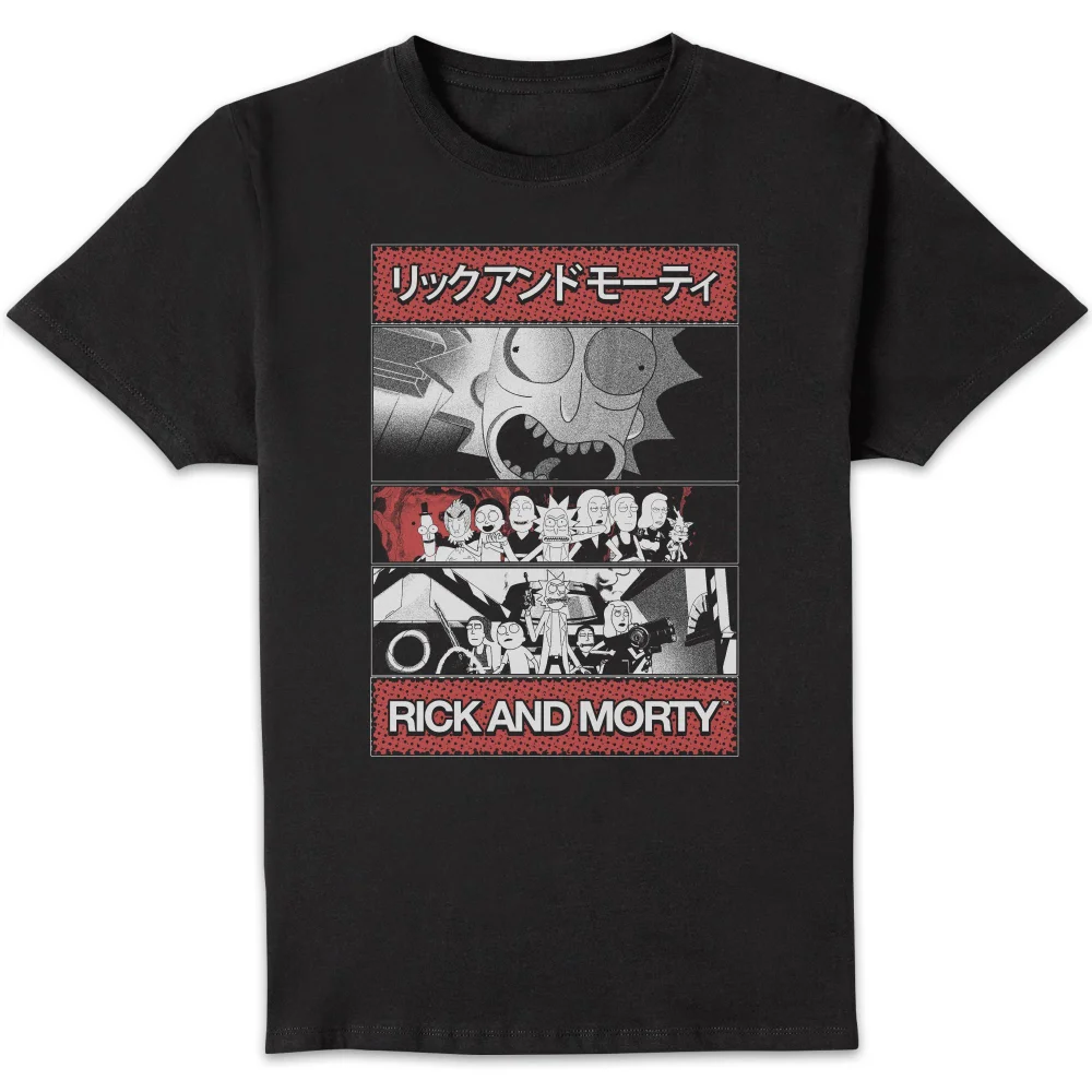 Rick and Morty Comic Strip Team Unisex T-Shirt - Black - S Afbeelding 1