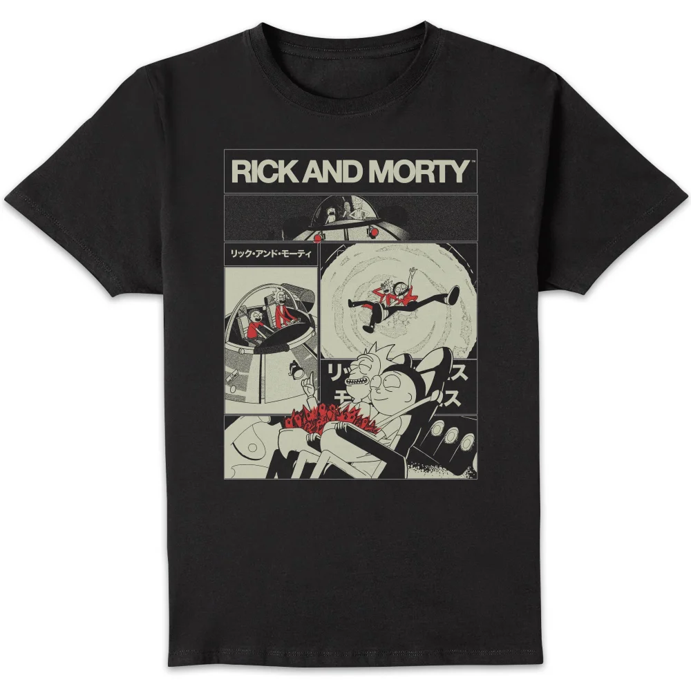Rick and Morty Comic Strip Unisex T-Shirt - Black - S Afbeelding 1