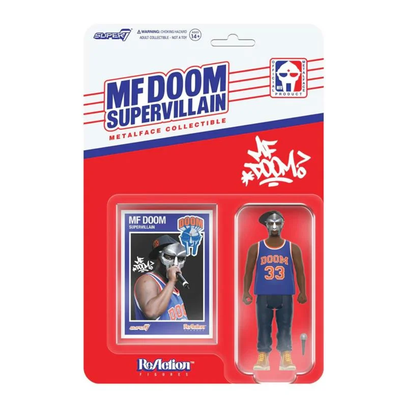 MF DOOM Supervillain Metal face Super7 ReAction Figure & Collectable Trading Card Afbeelding 1