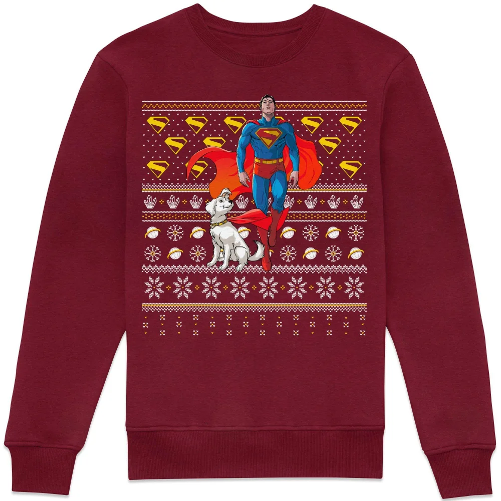 Superman And Krypto Christmas Sweatshirt - Burgundy - L Afbeelding 1
