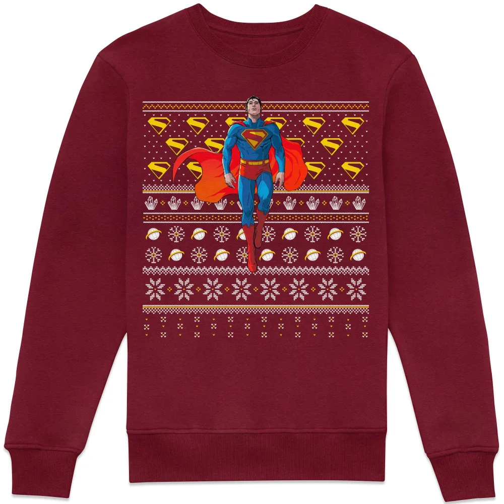 Superman Christmas Sweatshirt - Burgundy - XL Afbeelding 1