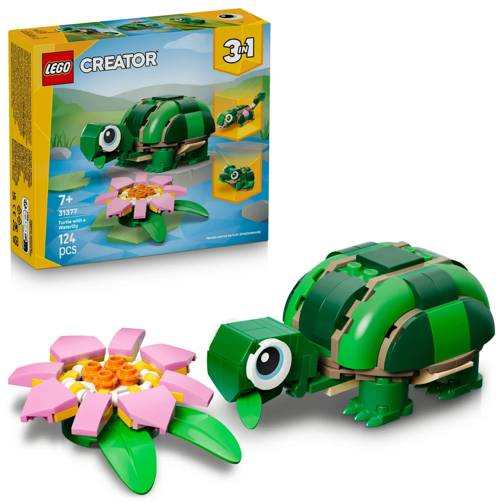 LEGO Creator 3in1 Turtle with a Water Lily Flower Toy 31377 Afbeelding 1
