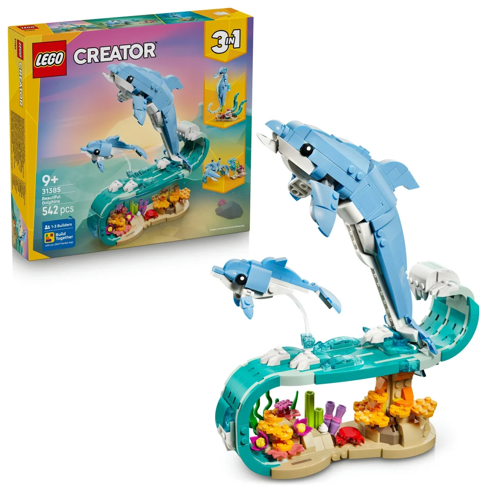 LEGO Creator 3in1 Sea Animals: Beautiful Dolphins Toy 31385 Afbeelding 1