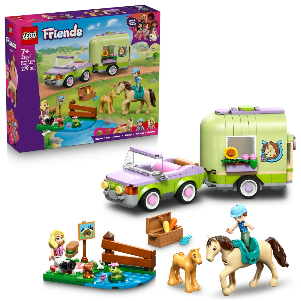 LEGO Friends Horse & Baby Foal Trailer with Car Toy 42695 Afbeelding 1