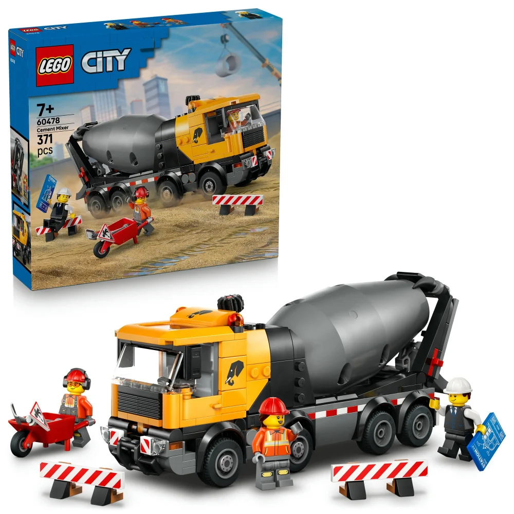 LEGO City Cement Mixer Construction Toy for Kids 60478 Afbeelding 1