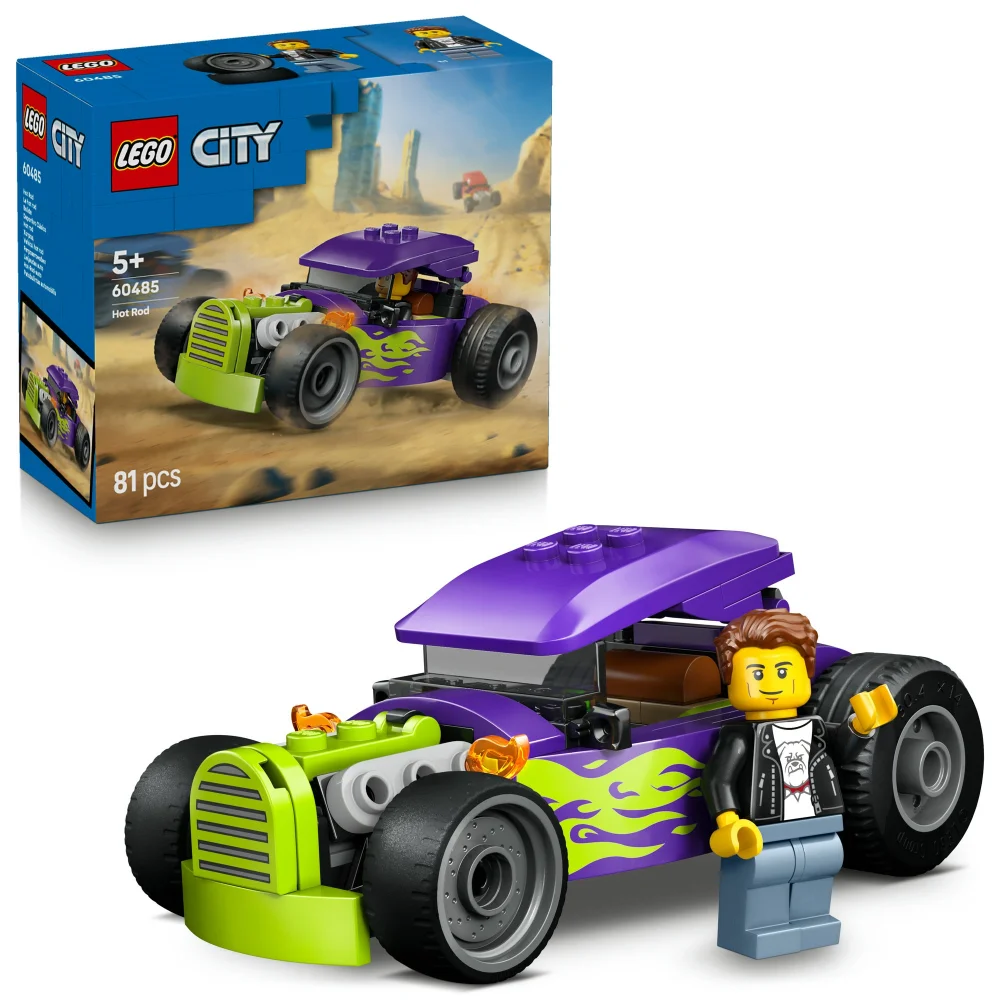 LEGO City Hot Rod Race Car Building Toy and Minifigure 60485 Afbeelding 1
