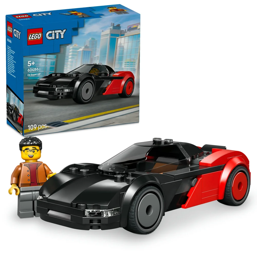 LEGO City EV Supercar Toy Building Kit and Minifigure 60486 Afbeelding 1