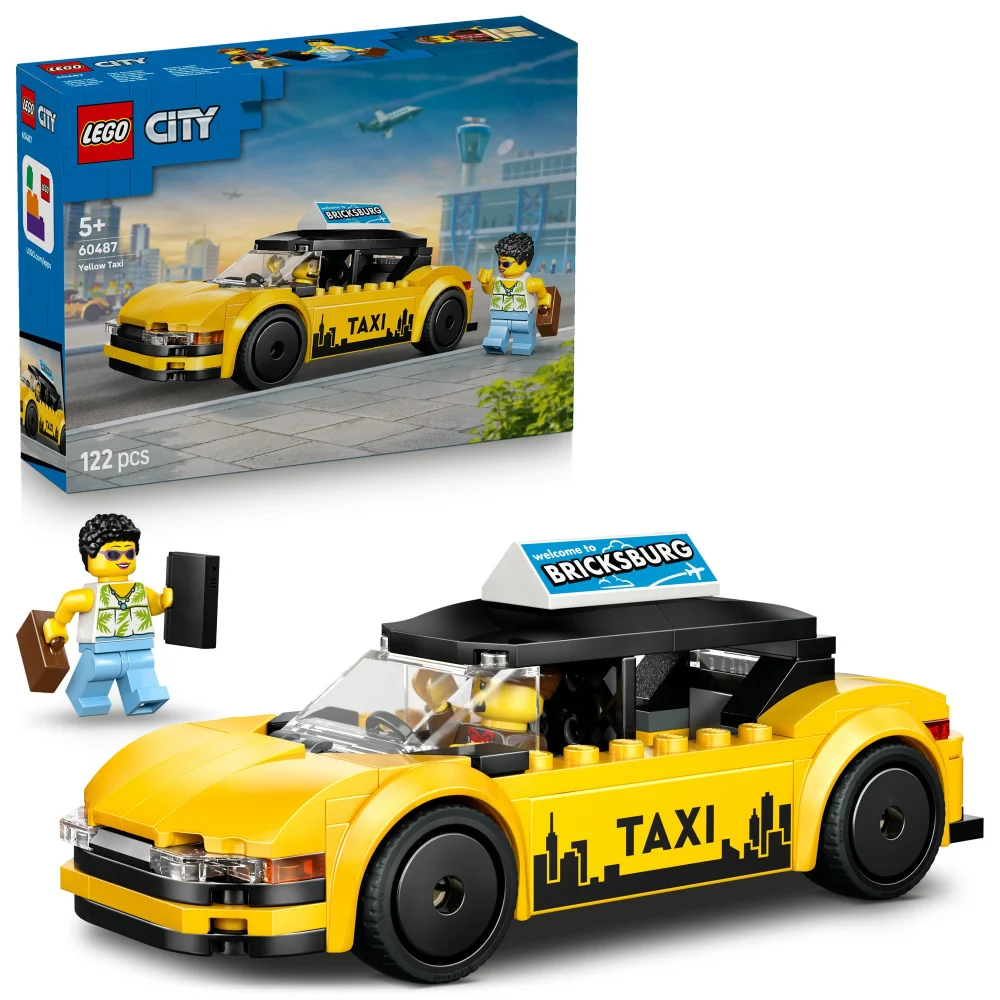 LEGO City Yellow Taxi Model Car Kit with 2 Minifigures 60487 Afbeelding 1