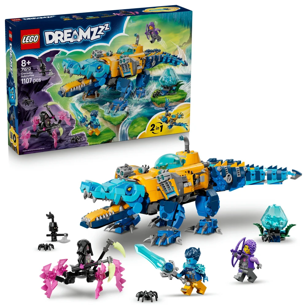 LEGO DREAMZzz 2in1 Crocodile Submarine Toy for Kids 71512 Afbeelding 1