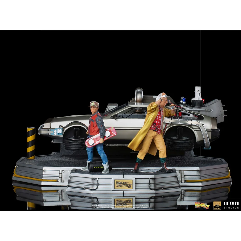 Iron Studios Back to the Future II Delorean Full Set Deluxe Art Scale 1/10 Statue Afbeelding 1