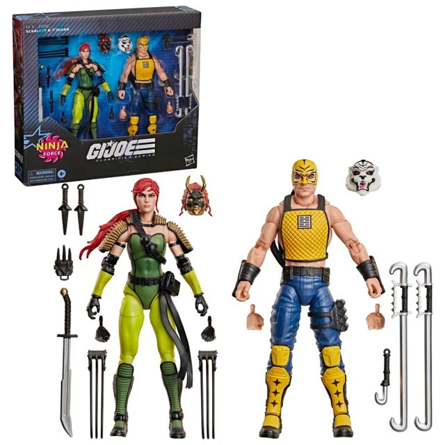 G.I. Joe Classified Series #212, Ninja Force Scarlett and T'Jbang, Collectible 15 cm Action Figure Set with 15 Accessories