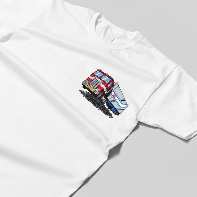 Transformers x THUMBS Optimus Prime Oil Spill T-Shirt White