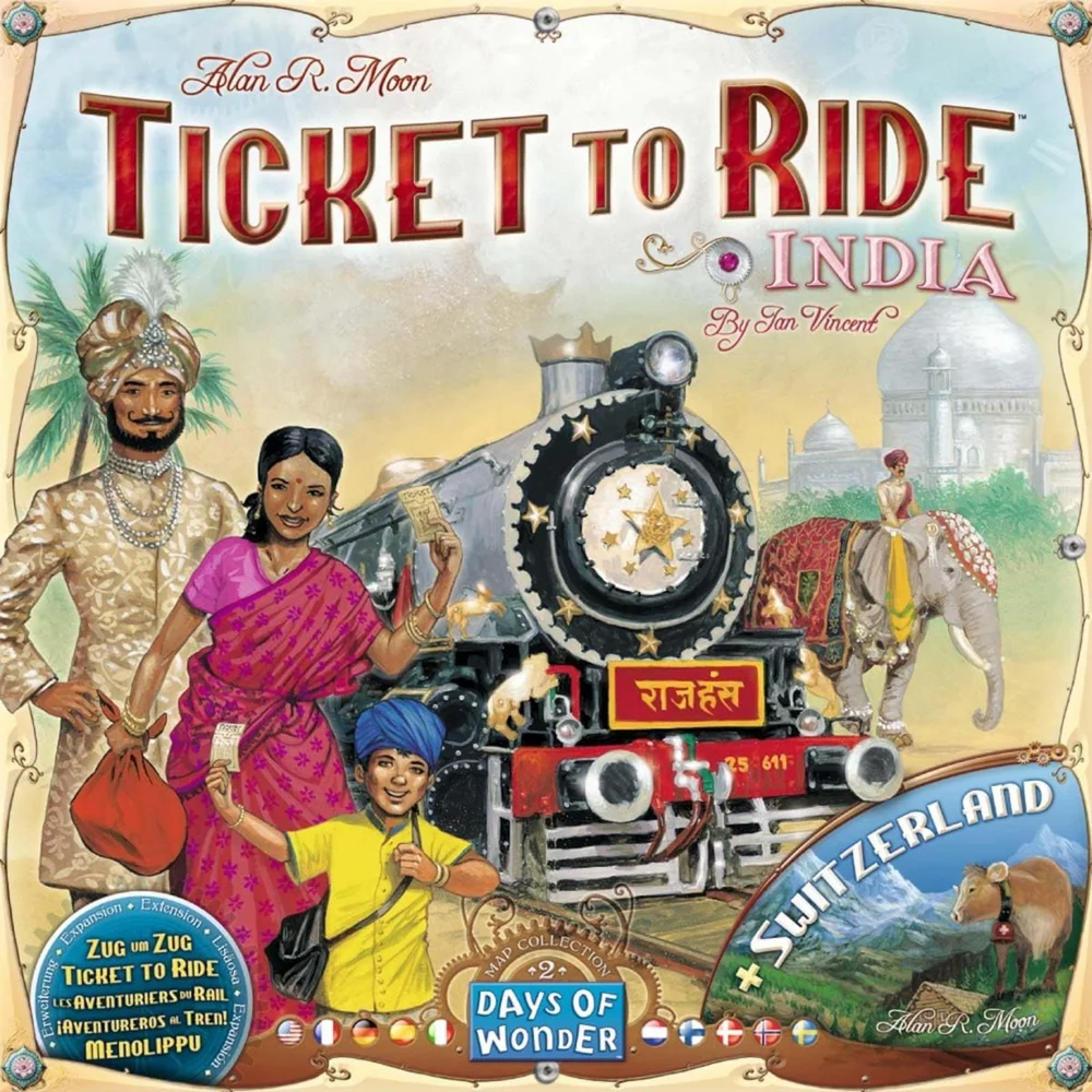 Ticket To Ride Family Board Game India & Switzerland Map Collection Expansion Afbeelding 1