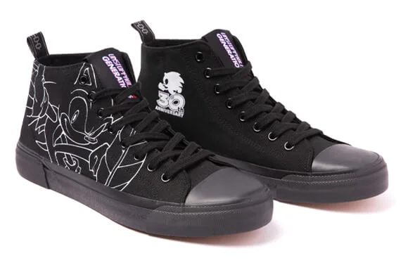 AKEDO X SONIC 30 JARIG JUBILEUM <BR> ZWART ADULT HIGH TOPS